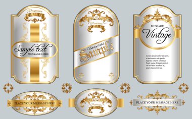 Altın çerçeveli beyaz etiket