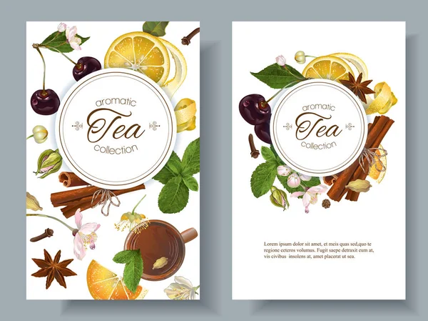Bandeiras de chá aromáticas vetoriais — Vetor de Stock