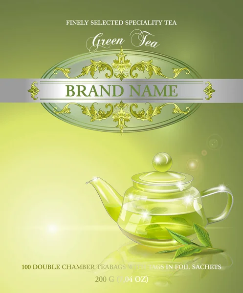 Banner de té verde — Vector de stock