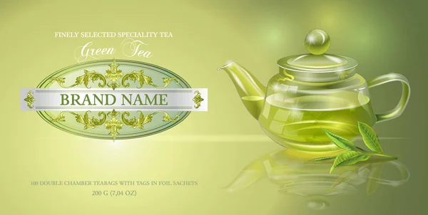 Bandiera tè verde — Vettoriale Stock