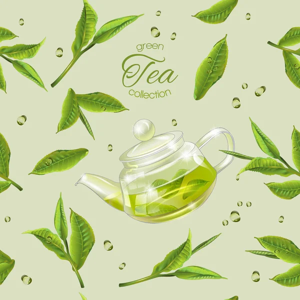 Modello di tè verde — Vettoriale Stock
