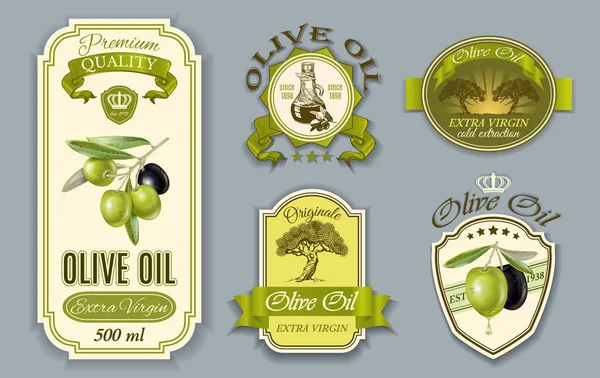 Oilve petrol etiketleri — Stok Vektör