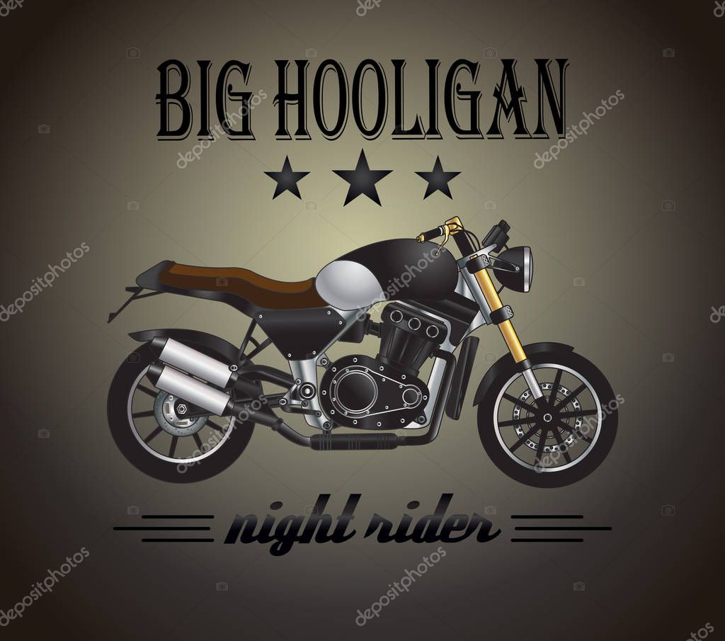 Vector motorcycle inspirational, advertising poster. Realistic illustration of retro motocycle. Design for custom company, moto club, garage label, t-shirt print.