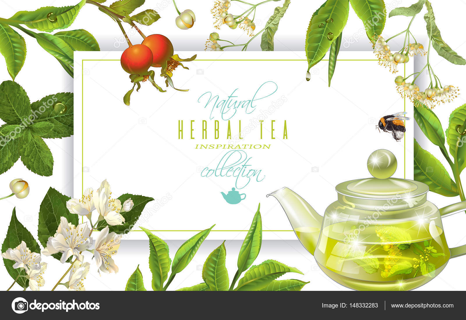 Herbal tea frame — Stock Vector © PurpleBird18 148332283