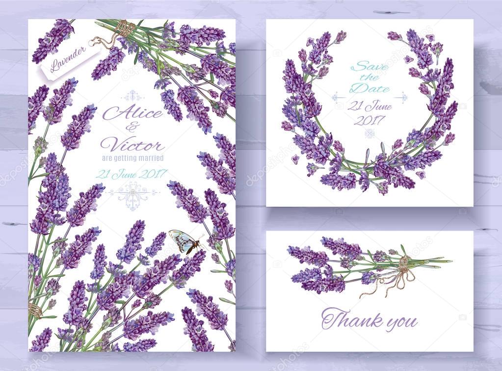 Lavender invitations set