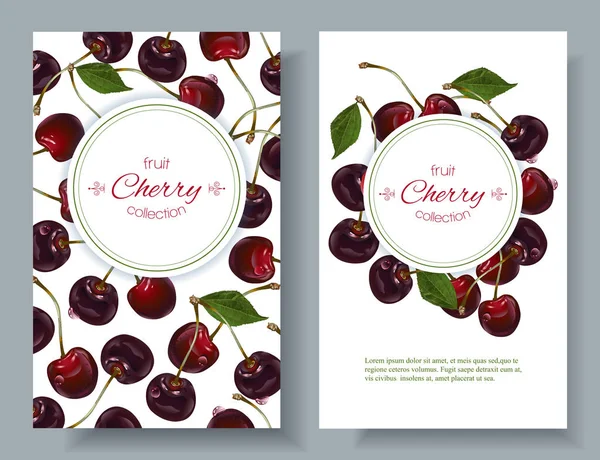 Banderas verticales de cereza — Vector de stock