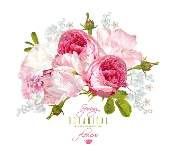 Composizione di fiori romantici — Vettoriale Stock