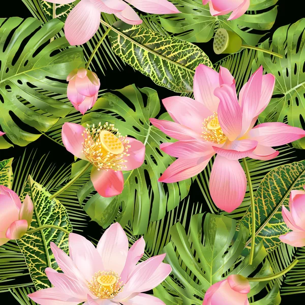 Patrón de lotos tropicales — Archivo Imágenes Vectoriales