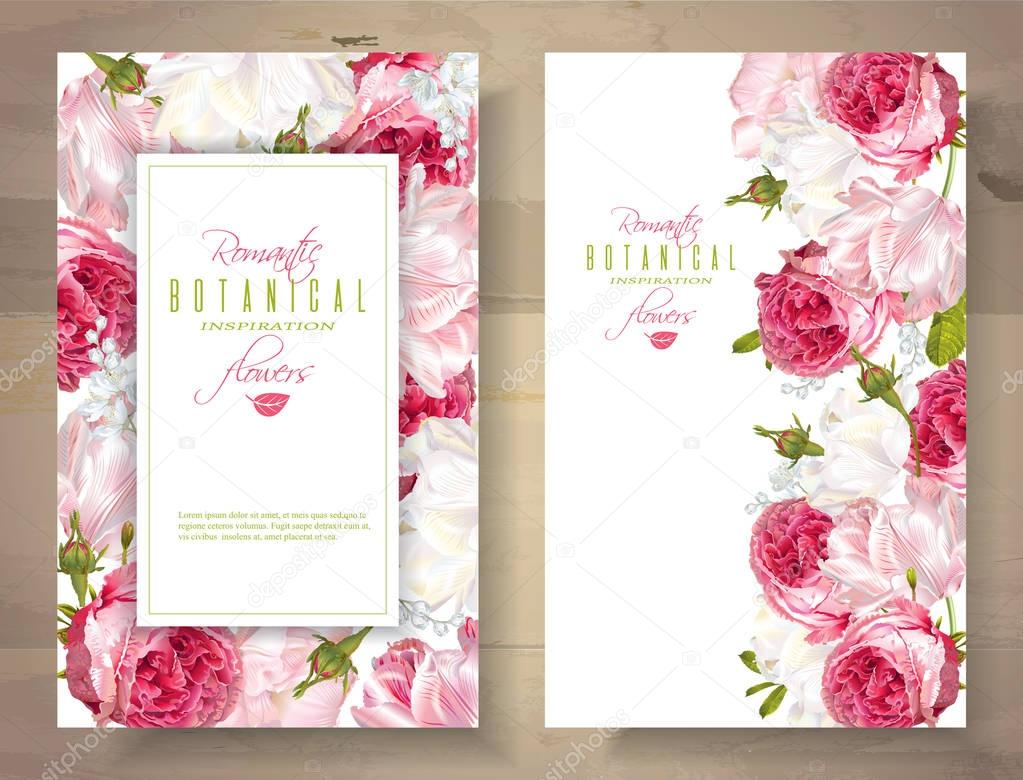 Romantic flowers vertical banners