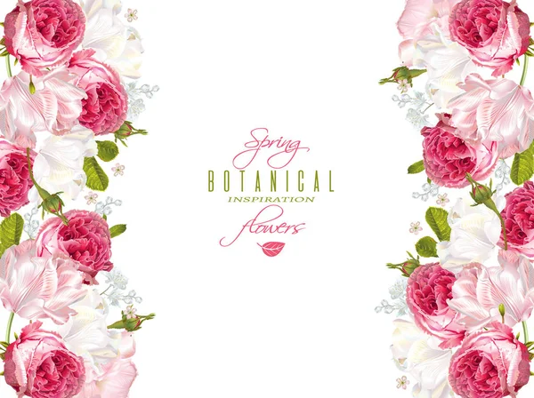 ロマンチックな花のバナー — ストックベクタ
