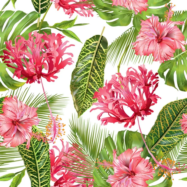 Modello di fiore tropicale senza soluzione di continuità — Vettoriale Stock