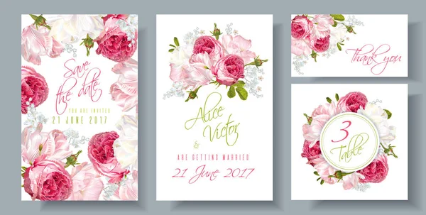 Rose wedding invitation — Stock Vector