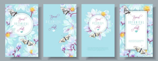 Set banner verticali Lotus — Vettoriale Stock