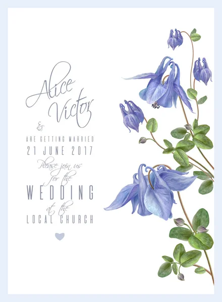 Invitation fleur bleue — Image vectorielle