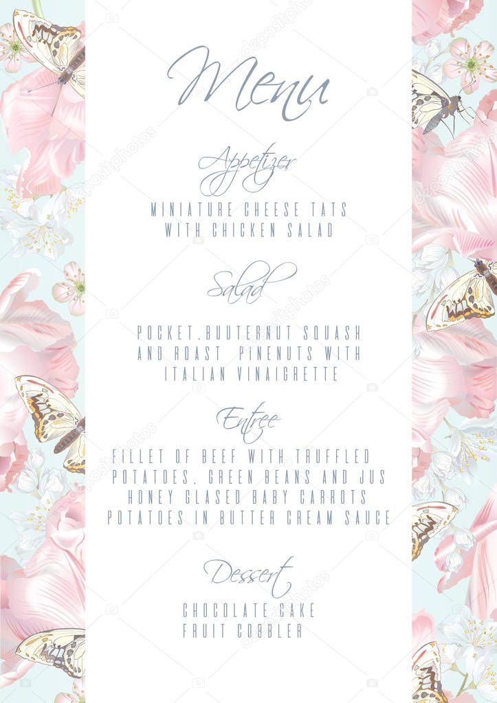 Tulip butterfly menu