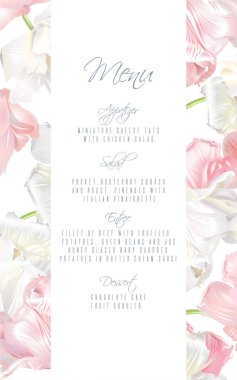 Lale menü kartı pembe