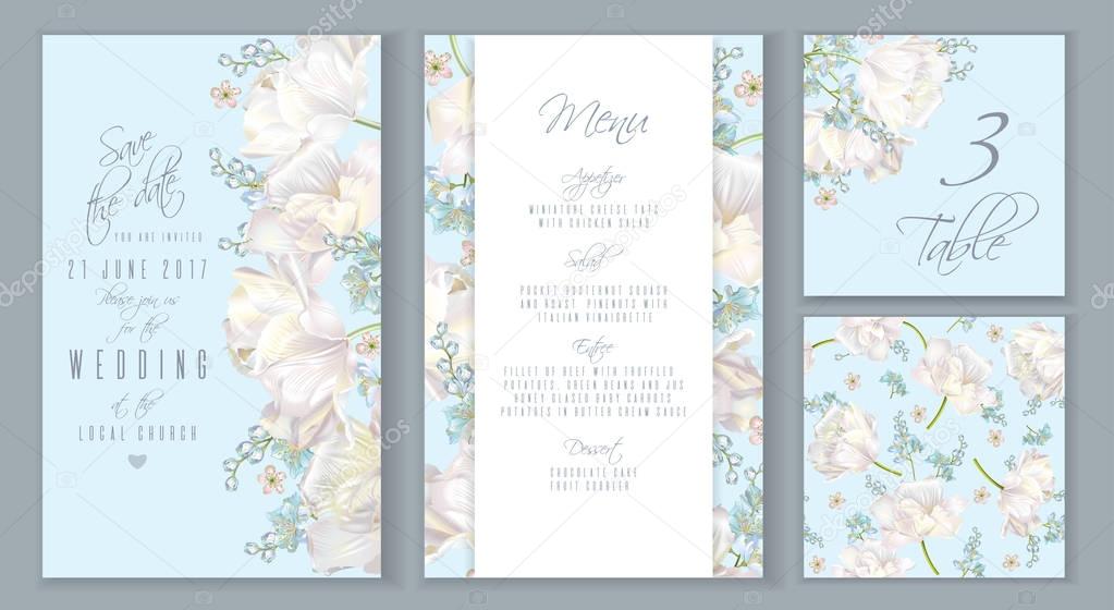 Tulip blue invitation set
