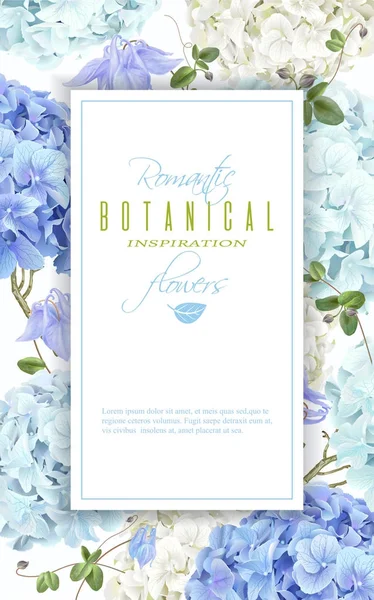 Hortensia frame blauw — Stockvector