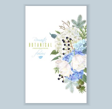 Hidrangea kış dikey afiş