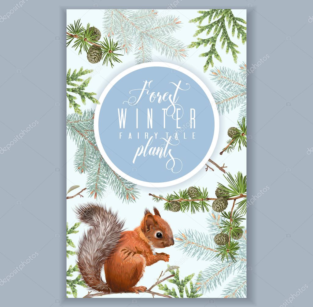 Winter squirrel vertical banner