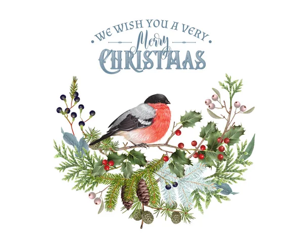 Bullfinch composition de Noël — Image vectorielle