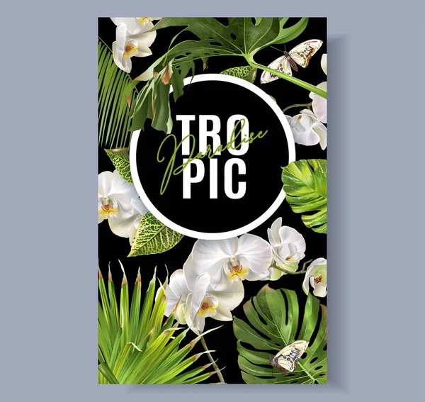 Banner de orquídea tropical — Vector de stock