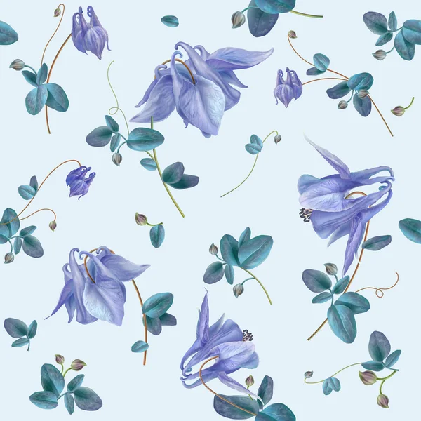 Blaues Blütenmuster — Stockvektor