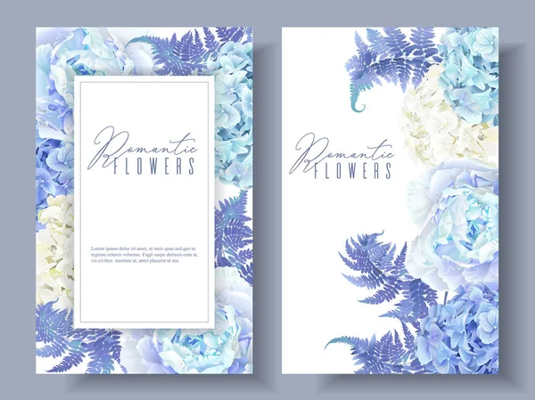 Bannières bleues florales — Image vectorielle