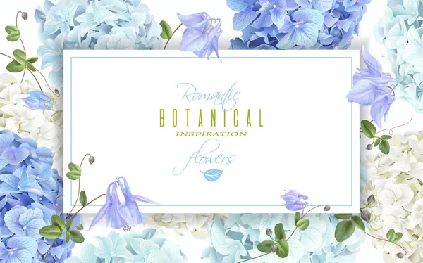 Hortensia horizontale banner blauw — Stockvector