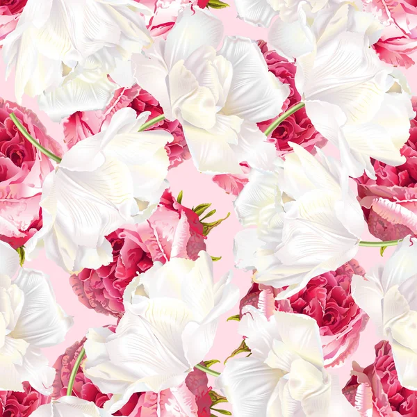 Tulipe rose motif sans couture — Image vectorielle