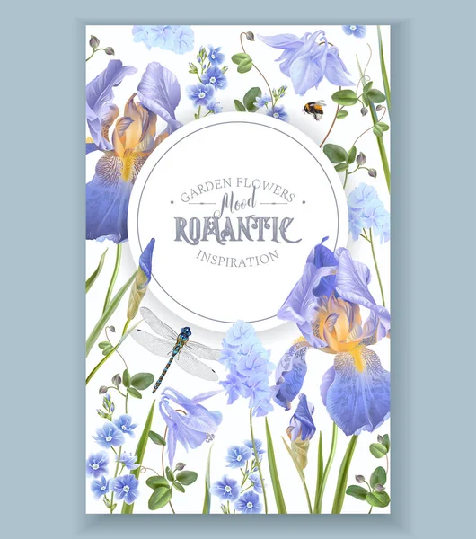 Bannière fleur bleue — Image vectorielle