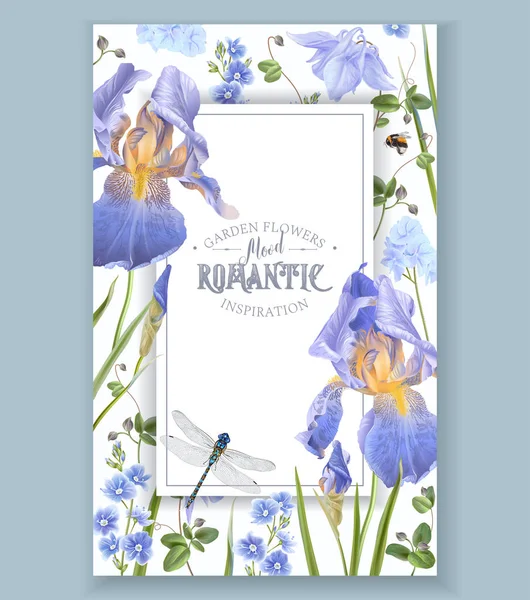 Cadre de fleur bleu — Image vectorielle