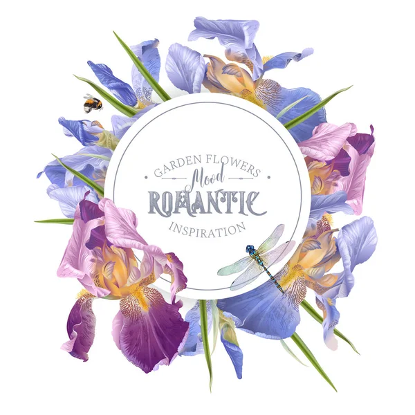 Iris banner rotondo — Vettoriale Stock