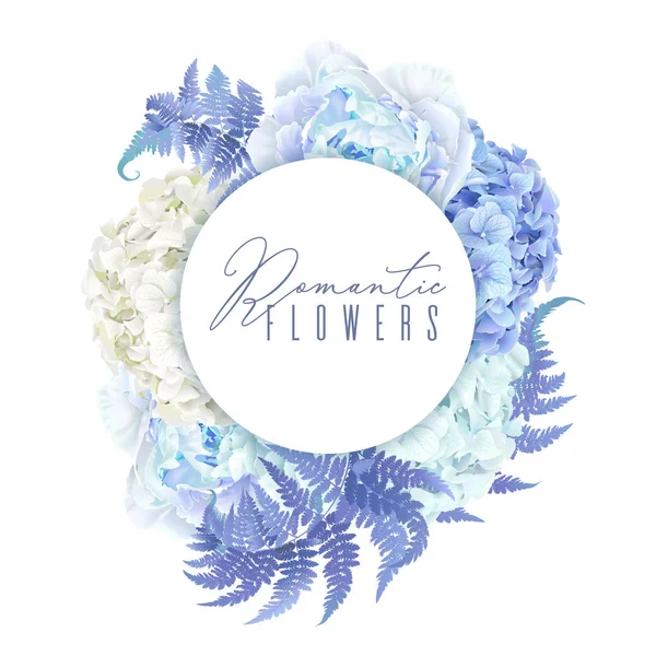 Bannière ronde bleue florale — Image vectorielle