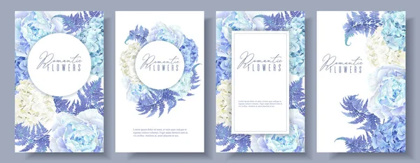 Ensemble de bannières bleu floral — Image vectorielle