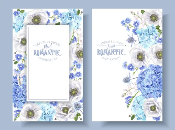 Blaue Anemonenbanner — Stockvektor