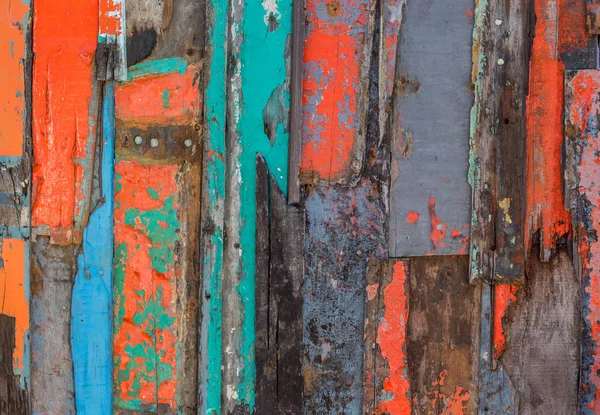 Patterned Textures Background Brightly Colored Panels Weathered Painted Wooden Boards Stock Photo