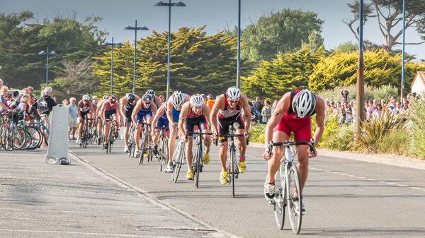 cyclists straight for a road bike race