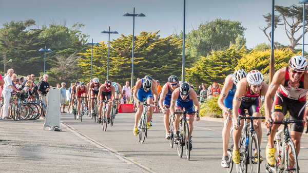 cyclists straight for a road bike race