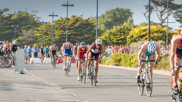 cyclists straight for a road bike race
