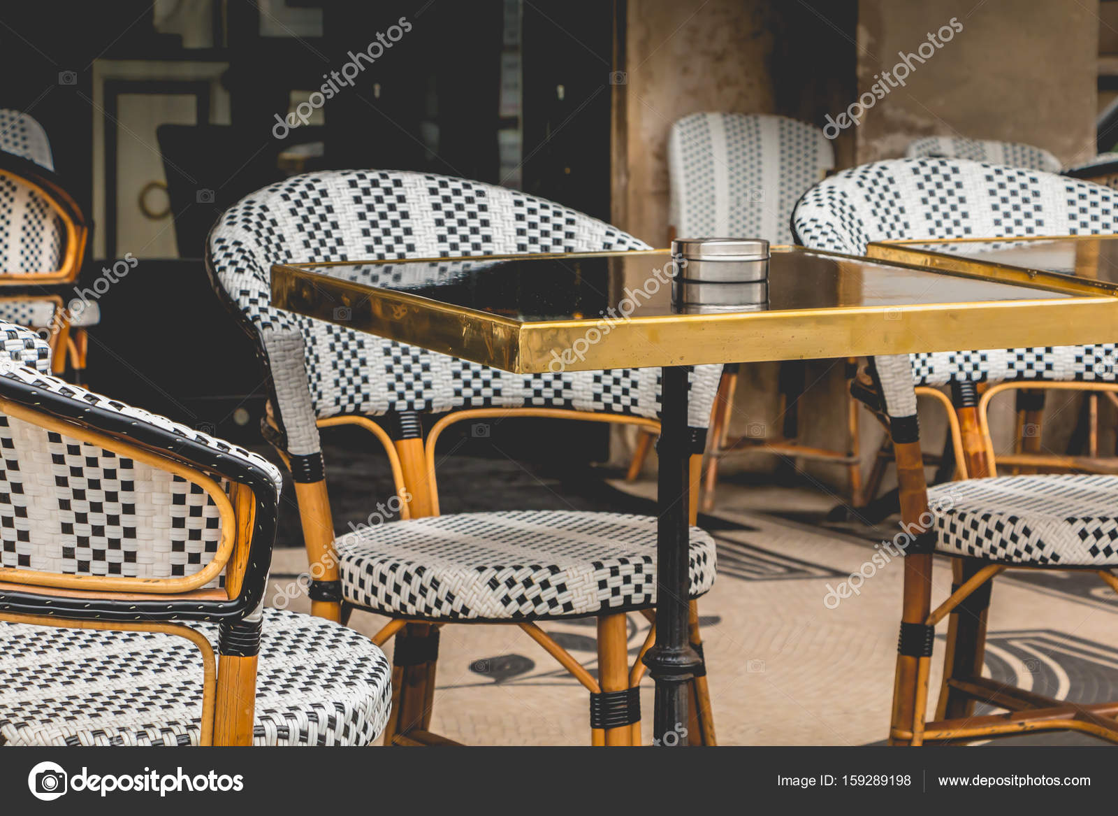 Parisian Terrace With Tables Chairs And Ashtrays Stock Photo Parisian Terrace With Tables Chairs And Ashtrays Stock Photo