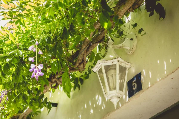 Retro beyaz zemin lamba windows ile bir duvara asmak