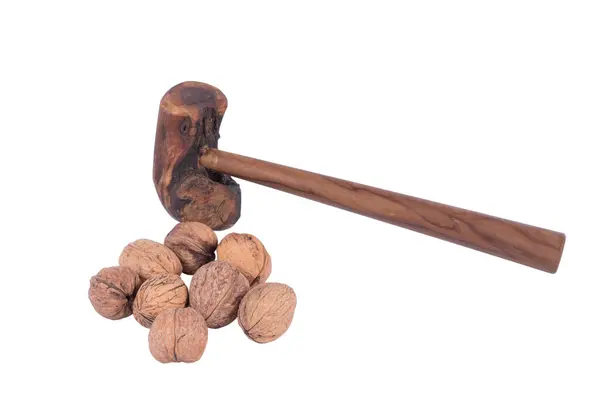 Man breaking a nut in a nutshell — Stock Photo, Image