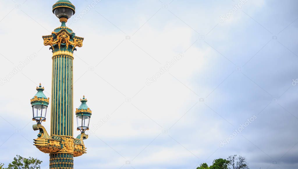 Lampposts in Place de la Concorde in Paris,
