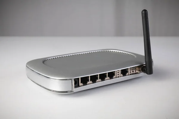 Router WiFi połączenie sieci Ethernet port bezprzewodowy zbliżenie — Zdjęcie stockowe