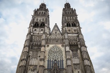 Tours, Indre et Loire, Fransa 'daki Roma Katolik Katedrali' nin mimari detayları