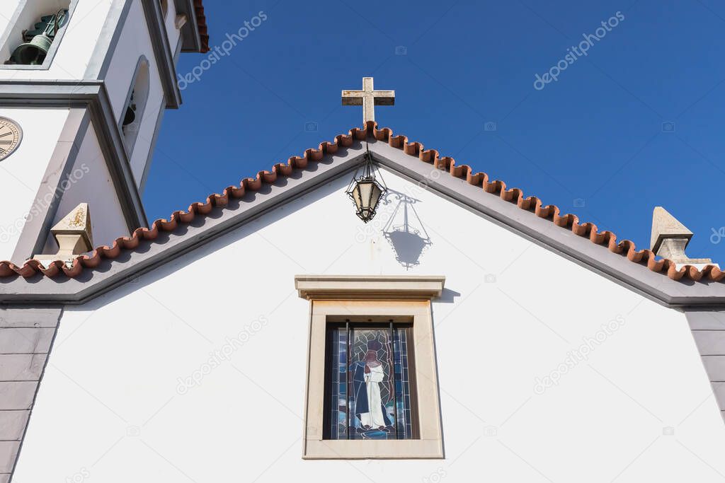 Church architecture detail of our lady of conception (Nossa Senhora da Conceicao) in Quarteira, Portugal