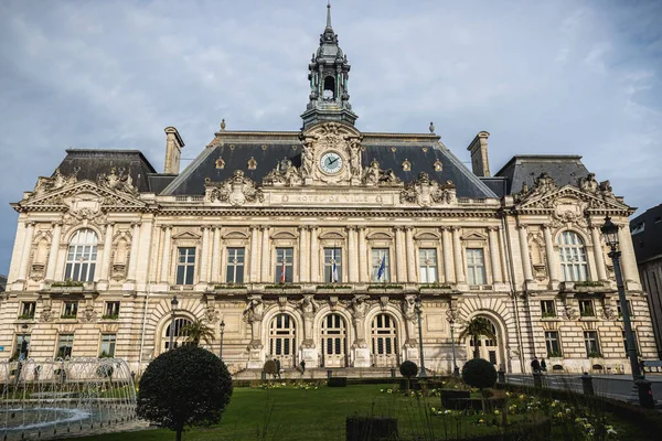 Tours França Fevereiro 2020 Detalhes Arquitetônicos Atmosfera Rua Frente Prefeitura — Fotografia de Stock