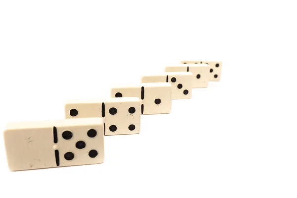 Game Dominoes Rectangular Bottom Plastic Range White Background Studio — Stock Photo, Image