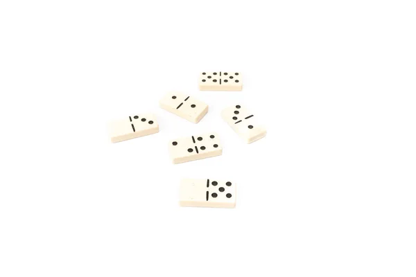 Παιχνίδι Ντόμινο Ορθογώνιο Κάτω Πλαστικό Φάσμα Του Λευκού Φόντου Στο — Φωτογραφία Αρχείου